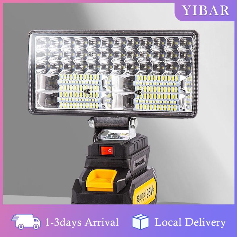 【YIBAR】 18V Li ion LED làm việc ánh sáng cho pin 3 4 inch lũ đèn có thể sạc lại cho cắm trại đi bộ đường dài