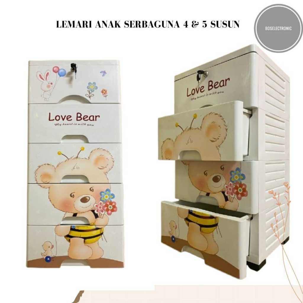 4 Layer Plastic Wardrobe 5 Cute Character Babby Plastic Wardrobe Harga 145,000 rupiah*Gratis Ongkir