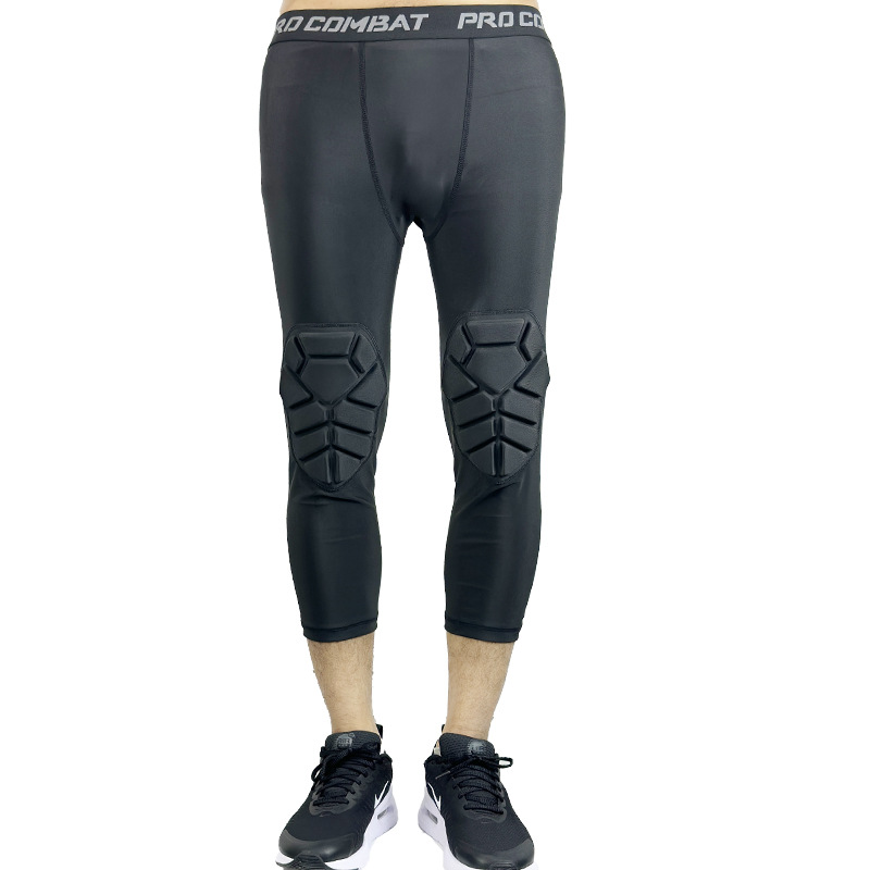 Cross-border Basketball Knee Pants Football Cycling Sports Honeycomb Tight Fitness Pants Thickened Dance Fall Pants