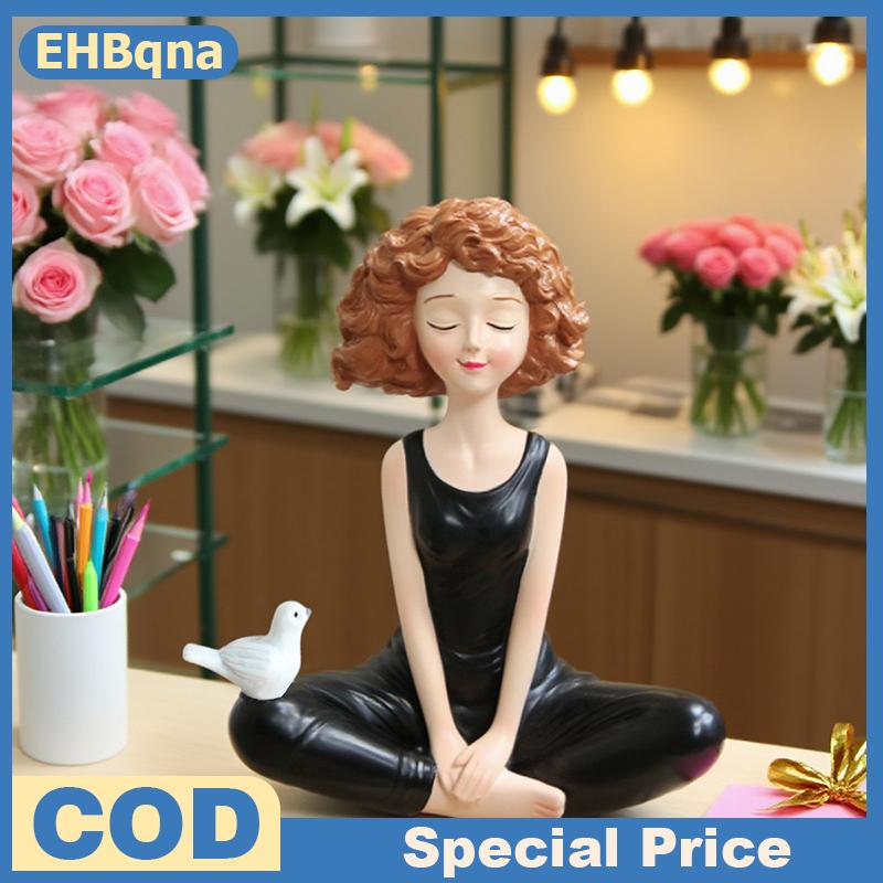 ❤❤❤Hot Sale EHBqna รูปปั้นหญิงสาวสำหรับเล่นโยคะรูปปั้นศิลปะรูปปั้นเรซิ่นของตกแต่งบ้านของตกแต่งโต๊ะรูปปั้นสำหรับโต๊ะของคุณชั้นวางหนังสือ ราคา 197 บาท*ส่งฟรี