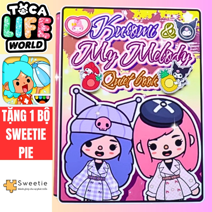 Xoei Yan Ngôi nhà của bé Kuromi and Melody In Quiet Book Ngôi nhà búp bê đồ chơi giấy thủ công toca boca