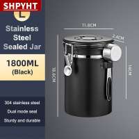 [COD] SHPYHT Cà phê Canister Kín Một cách van thép không gỉ nhà bếp thực phẩm lưu trữ container với ngày Tracker và Scoop cho căn cứ cà phê 1.2 1.5 1.8L