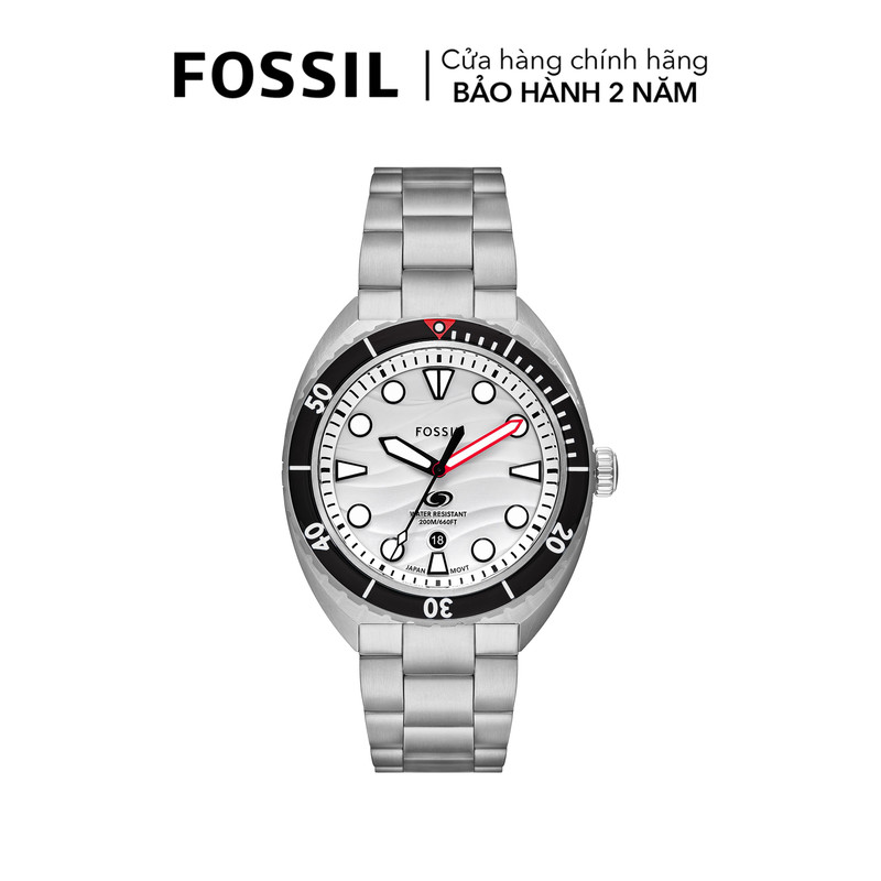 Đồng hồ nam Fossil Breaker Dive kháng nước 20ATM bơi lặn, mặt 42mm, dây thép không gỉ FS6063 - màu bạc