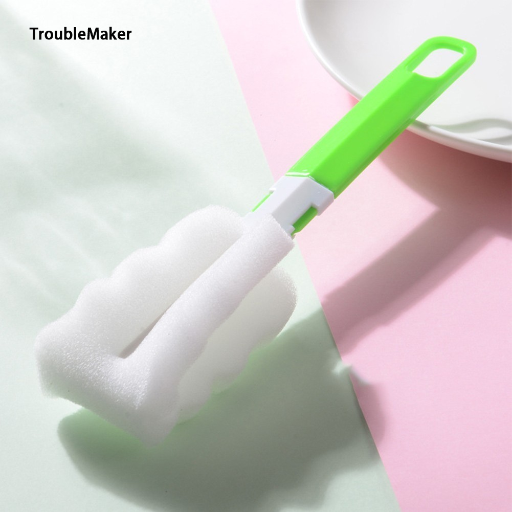 TroubleMaker Handle brush VNVSponge foam bottle glass kitchen baby bottle cleaner ราคา 7 บาท*ส่งฟรี