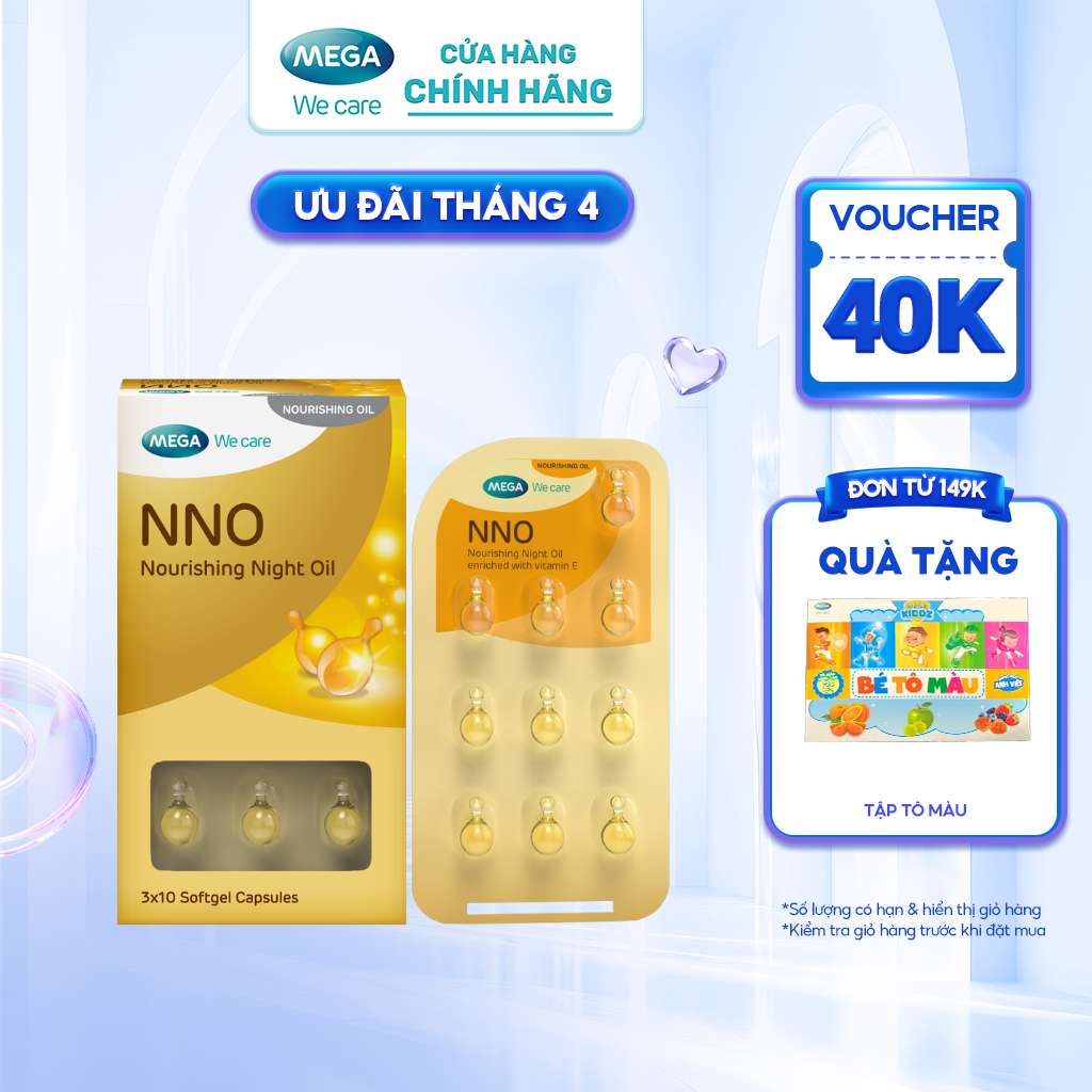 Viên dưỡng da ban đêm, Khóa ẩm, cải thiện da khô sạm, giúp săn chắc và tươi trẻ - NNO NOURISHING NIGHT OIL (Hộp 30 viên)