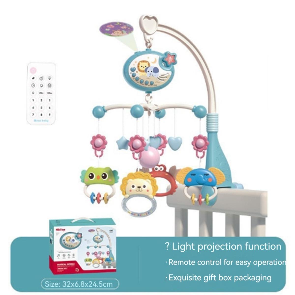 Crib Mobile with Music Projection & Remote Control - Rotating Musical Baby Crib Toy for Newborn Sleep Aid and Nursery Decor