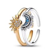 Sun and Moon Diamond Couple Rings, Valentine's Day Gift