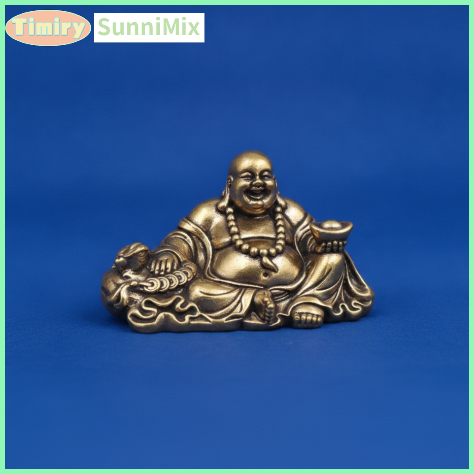 SunniMix Golden Laughing Buddha Figurine Feng Shui Laughing Buddha Statue Decorative Maitreya Figurine Auspicious for Living Room