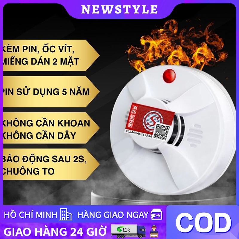 【Rẻ Chuông báo cháy báo khói không dây ,báo cháy tự động cảm biến khói dùng pin độ nhạy cao,còi báo cháy độc lập