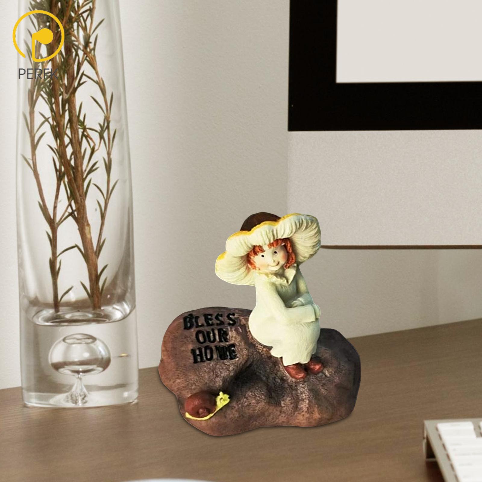Perfk Stone Girl Statue Art Sculpture Desk Resin Collection Friend Angel Figurine for Restaurant Shelf Living Room Home Decoration ราคา 138 บาท*ส่งฟรี