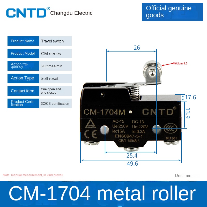 Công Tắc Hành Trình CM-1704 (KL) | Micro Switch Changde CM-1307/1308/1305/1306/1300/1303TM Cho Tự Động Hóa