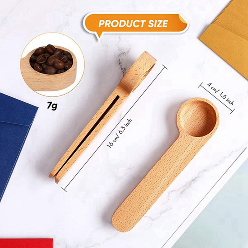 20 Pcs Wooden Coffee Scoop and Bag Clip Measure Spoon 2-In-1 Bags Sealer Measuring Spoon for Beans,E
