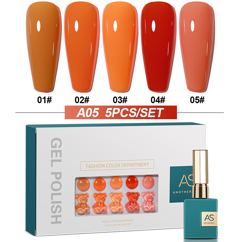 Sơn gel as 5 màu chai xanh lá sơn móng tay | cam đỏ a05