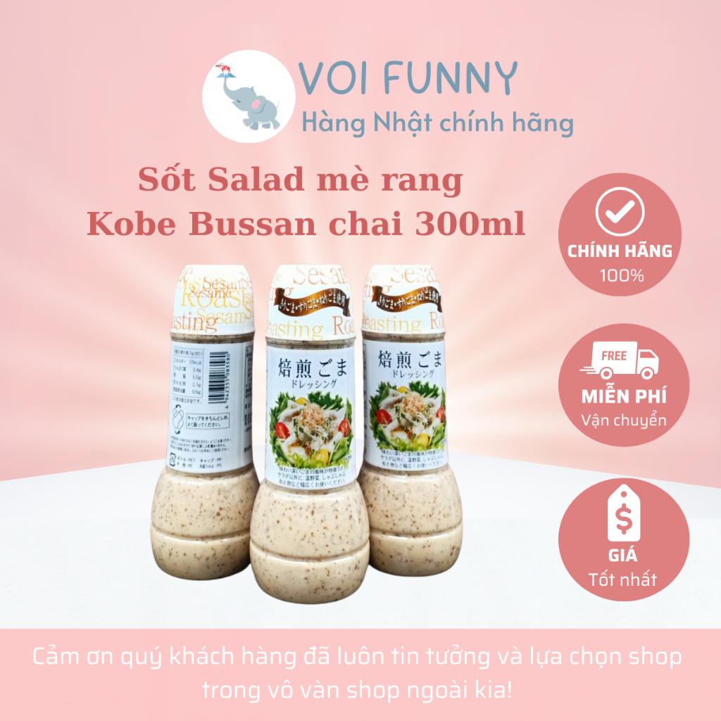 [CHÍNH HÃNG] - Sốt Salad mè rang Kobe Bussan chai 300ml Nhật Bản