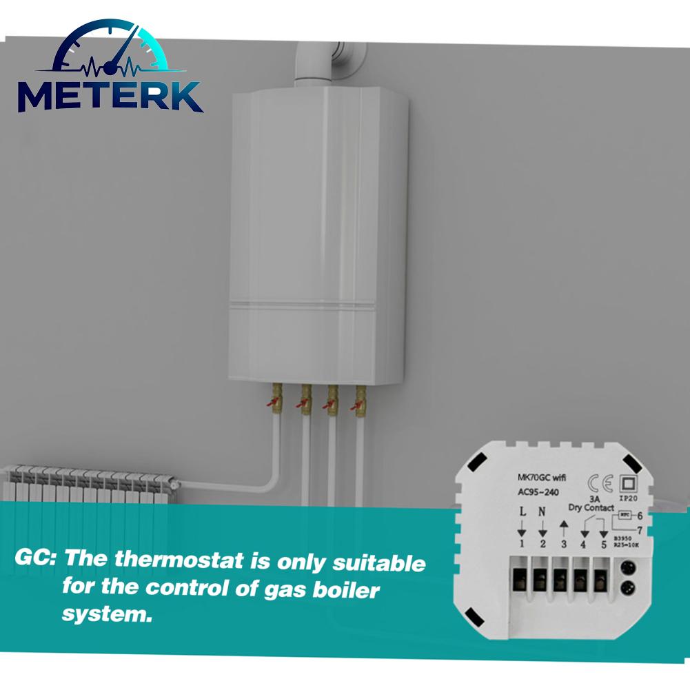 Meterk สมาร์ท Wifi เทอร์โมสตัทโปรแกรมหม้อต้มแก๊สเทอร์โมคอนโทรลเลอร์อุณหภูมิจอแสดงผล LED หน้าจอสัมผัสแบ็คไลท์รีโมทคอนโทรลฟังก์ชั่นป้องกันการแช่แข็งเปลี่ยนสำหรับ Tmall Genie/Amazon Echo ราคา 1,233 บาท*ส่งฟรี