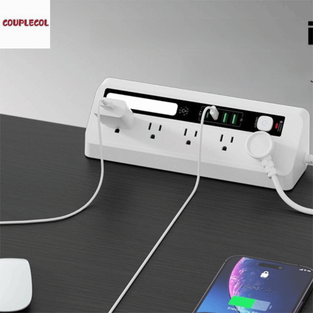 COUPLECOL Kích hoạt bằng cảm ứng Thanh sạc để bàn 2AC 2USB 3 màu Trạm sạc USB Ánh sáng xung quanh Vỏ chống cháy Ổ cắm điện hình tam giác Khu vực làm việc tại nhà Giá 603,474 Đồng*Miễn phí vận chuyển