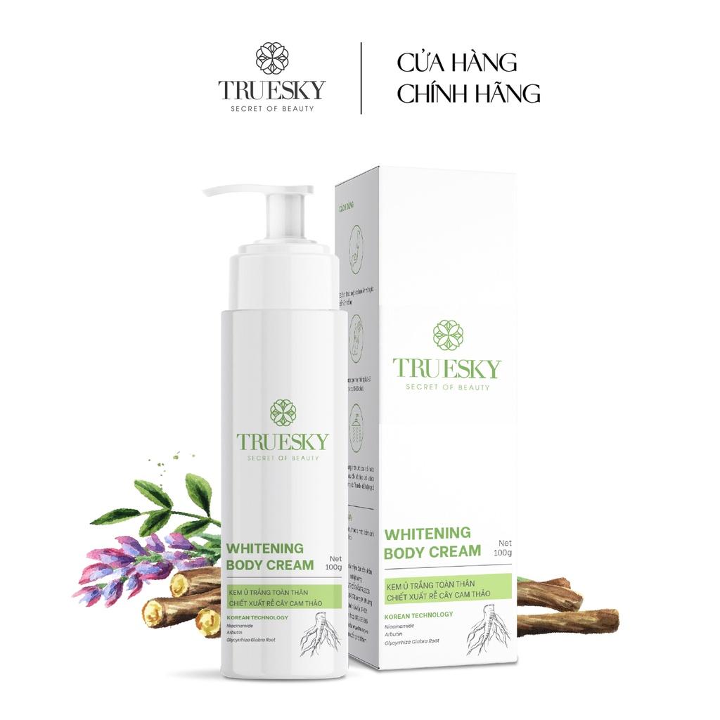 KEM Ủ TRẮNG TOÀN THÂN CHIẾT XUẤT RỄ CÂY CAM THẢO - Truesky Whitening Body Cream 100g - Skinrace