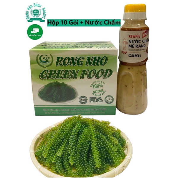 Combo Hộp 200gr rong nho green Food Organic + tặng 1 Chai sốt mè rang 180ml