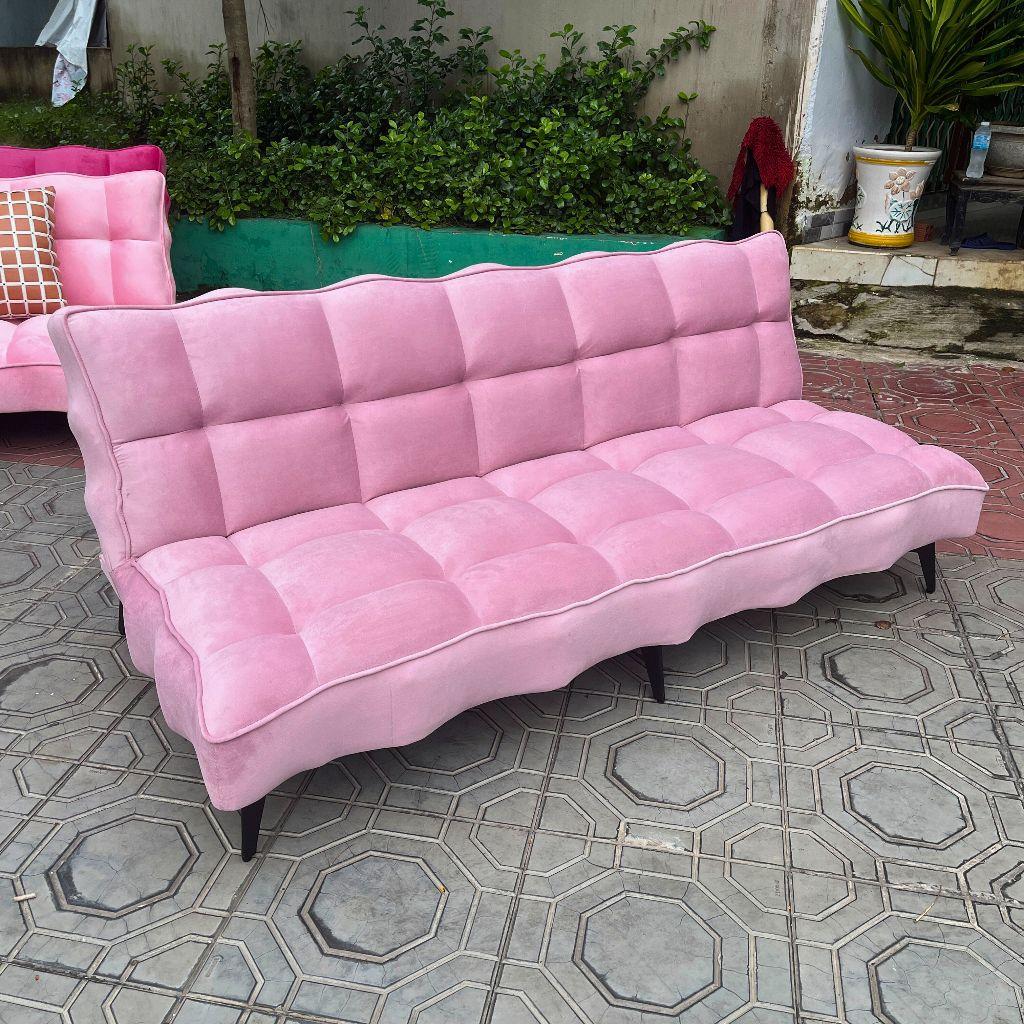 [PHIÊN BẢN 6 CHÂN]- Giá tai xưởng- Ghế Sofa Hàn Quốc Lượn Sóng 1m7 làm giường ngủ êm – Trang Trí Chung Cư, Căn Hộ, Spa