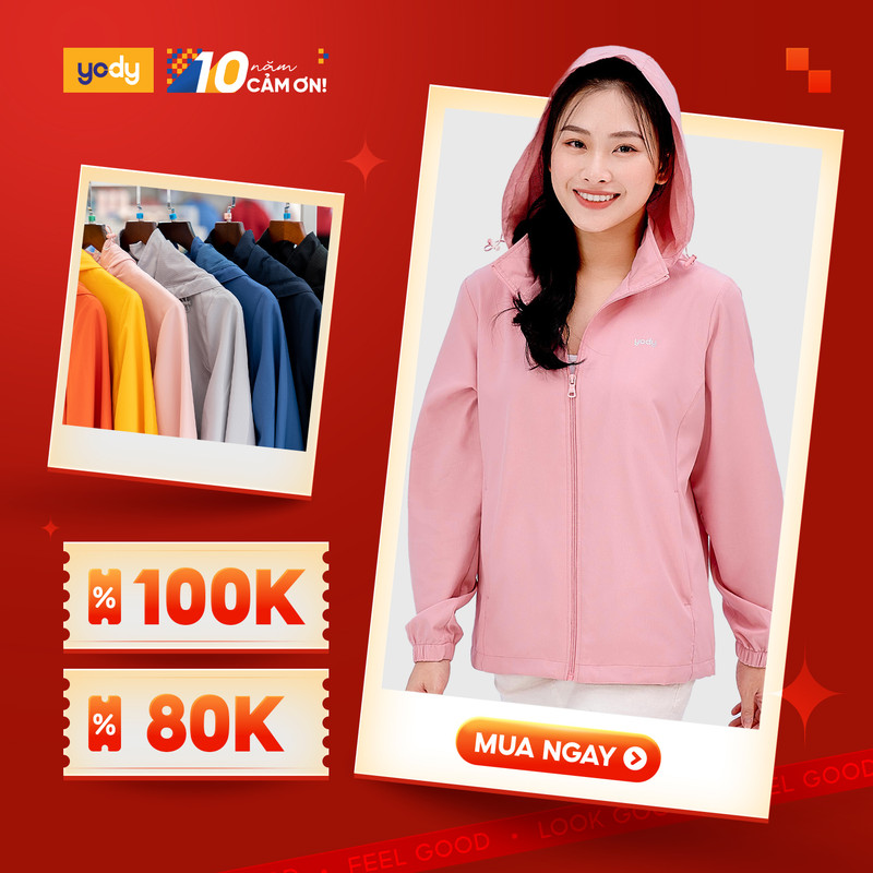 Áo khoác gió nữ YODY trượt nước thông minh 2 lớp siêu nhẹ cản gió trượt nước và siêu gọn AKN5042