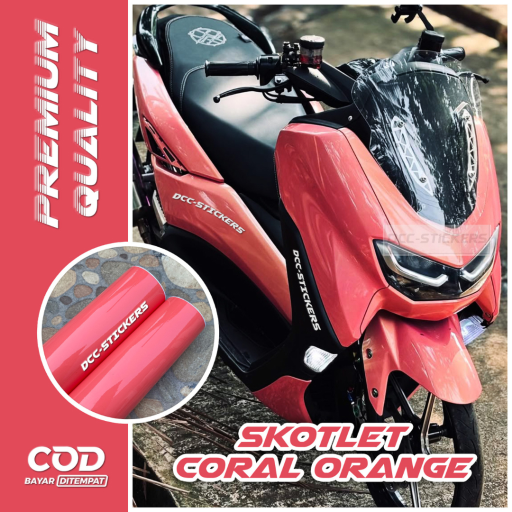 Stiker Skotlet Coral Orange Pastel Glossy Skotlite Stickers Cover Body Premium Motor Mobil Sepeda Harga 12,980 rupiah*Gratis Ongkir