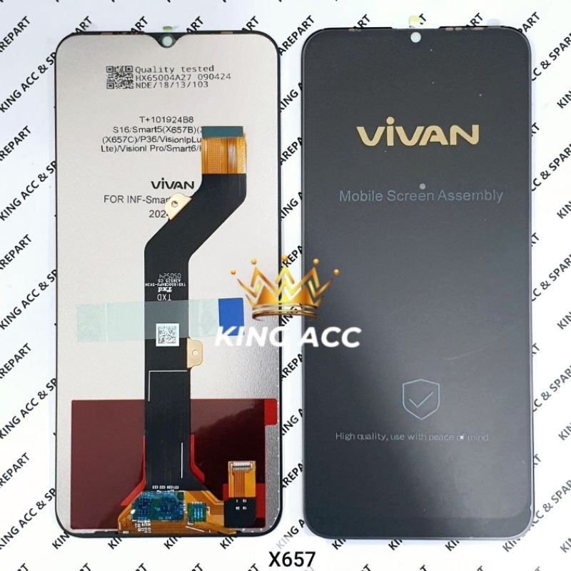 NEW VIVAN LCD TOUCHSCREEN INFINIX SMART 5 / X657 / X657B / X657C / HOT 10 LITE / TECNO SPARK 6 GO-KE5K / 8-KG6 / 7T-KF6P / ITEL VISION 1 PRI / 1 PLUS / L6501 / L6502 / ITEL P36 PRO BLACK ORIGINAL VIVAN Harga 155,000 rupiah*Gratis Ongkir