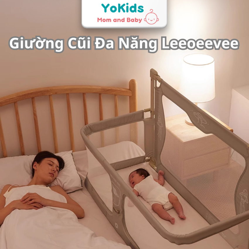 Cũi Quây Giường Đa Năng Cho Bé, Nôi Cũi Ngủ Chung Giường Cho Bé LeeOeeVee