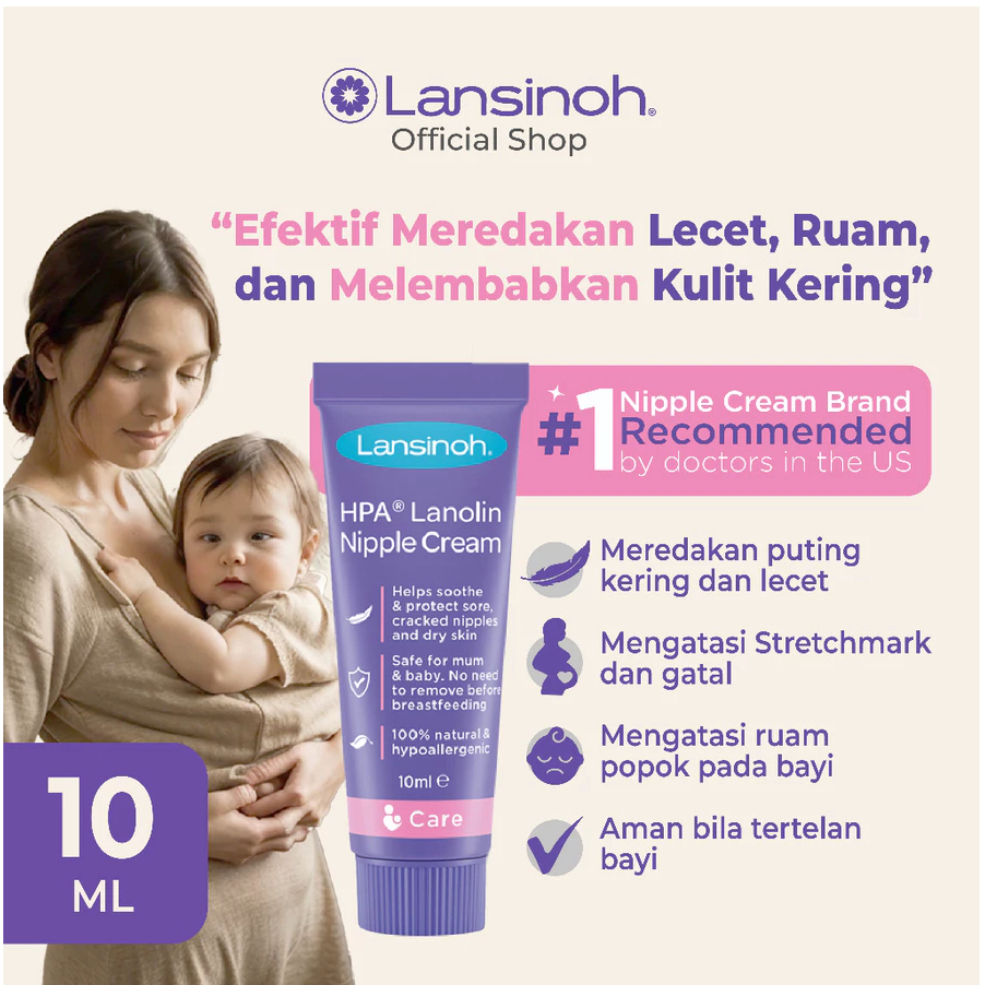 LANSINOH HPA Lanolin For Sore Nipples Cream 10ml | 40ml - Krim Puting Lecet