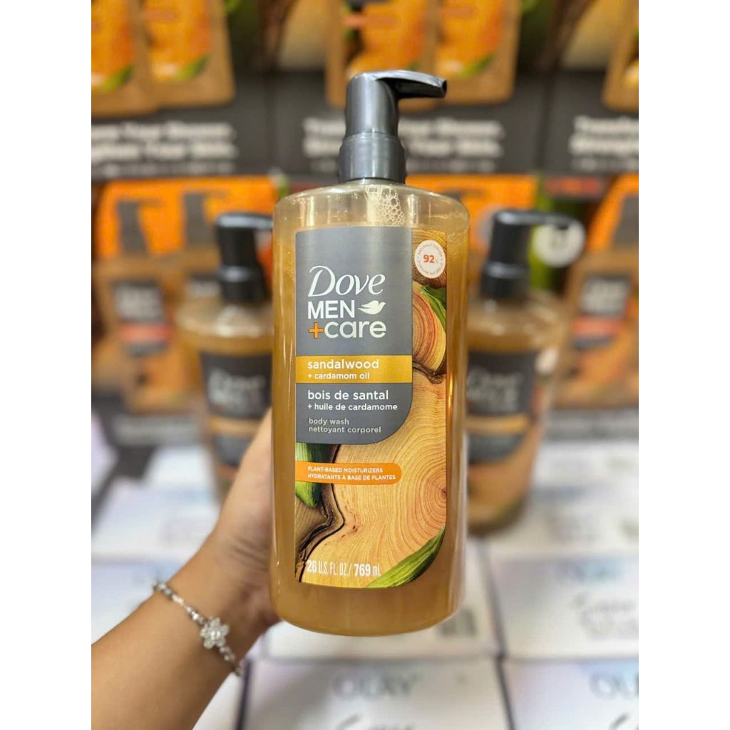 Hàng chuẩn Mỹ - Sữa tắm Dove Men+Care Body Wash – Sandalwood & Cardamom Oil - Với chiết xuất gỗ đàn hương & tinh dầu bạch đậu khấu, sản phẩm không chỉ làm sạch mà còn nuôi dưỡng, giúp làn da khỏe mạnh, mềm mại hơn sau mỗi lần sử dụng