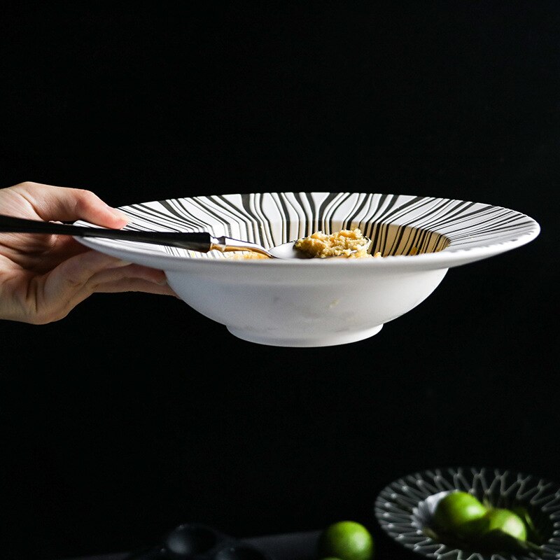 Mô hình hình học bát đựng sa lát gốm hộ gia đình bát súp cho bữa ăn tối đĩa trái cây lớn jierui