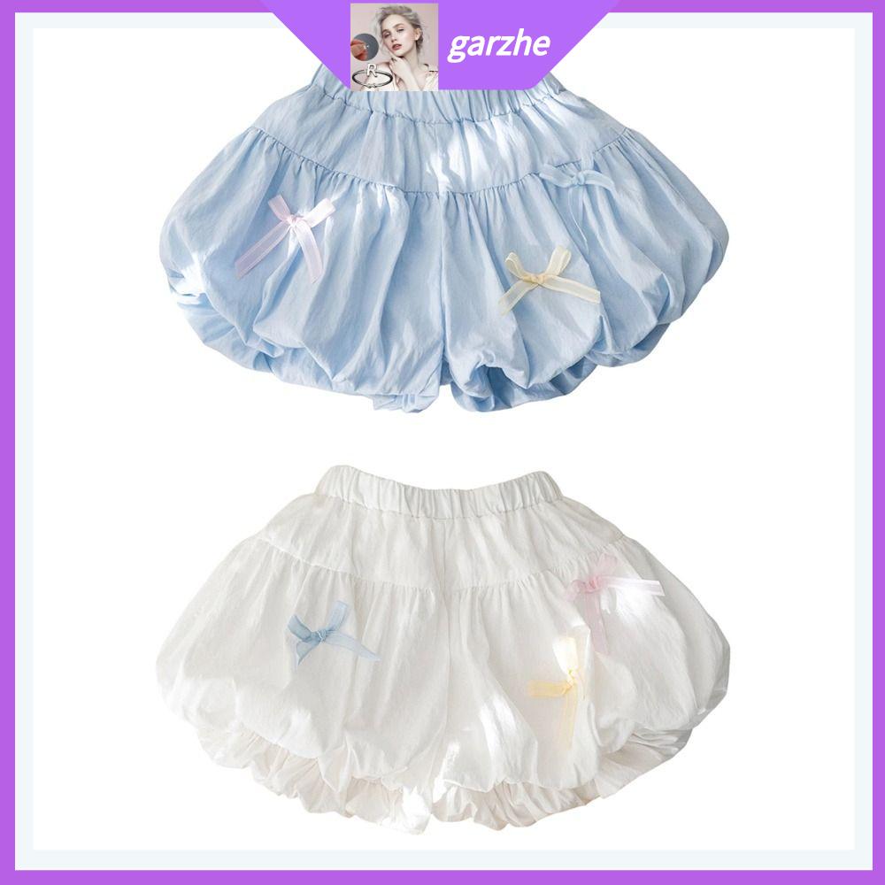 GARZHE24272 Trang trí nơ Quần short cho bé gái Màu sắc đồng nhất Thắt lưng co giãn Quần short trẻ em Thời trang Đường may bên Quần short mùa hè Mùa hè