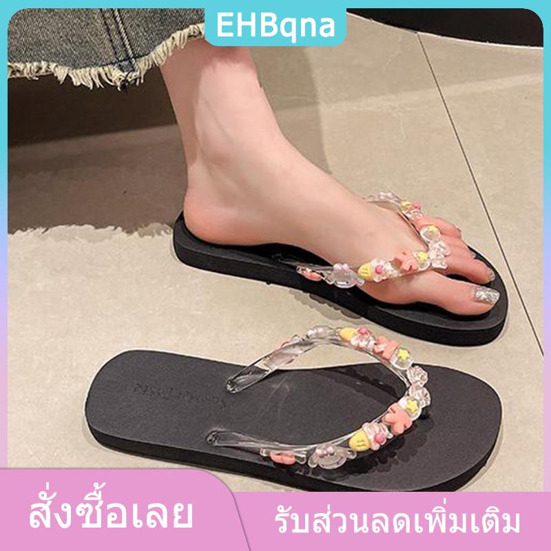 EHBqna Outdoors รองเท้าแตะฤดูร้อนสำหรับผู้หญิงสวมใส่ในร่มและกลางแจ้งบนชายหาดและชายทะเลทันสมัยและสบายอเนกประสงค์และน่ารักอาบน้ำรองเท้าแตะกันลื่นลายดอกไม้โปร่งใส ราคา 132 บาท*ส่งฟรี