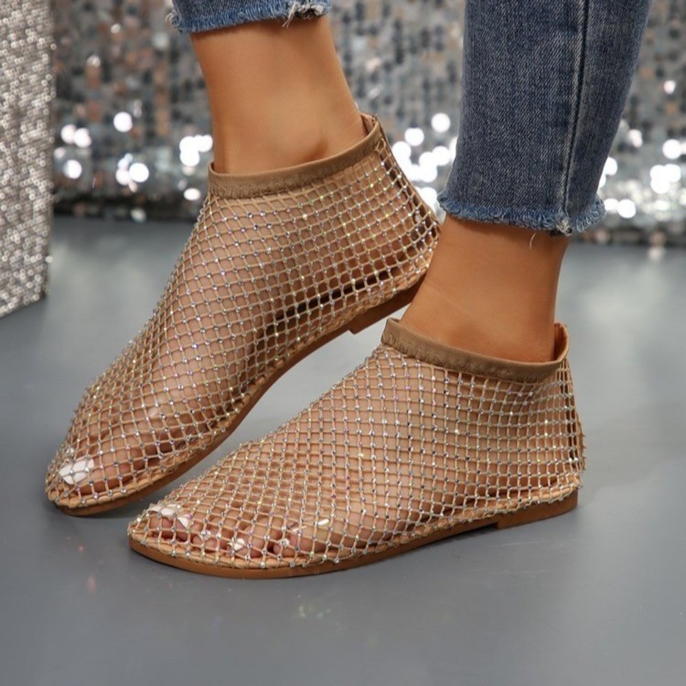 ILOIQD Ngày lễ Dép sandal đính đá rhinestone Chống nước Không trượt Giày boot cổ thấp  Thời trang Giày bệt Dép lưới bên bờ biển Cô gái - 4