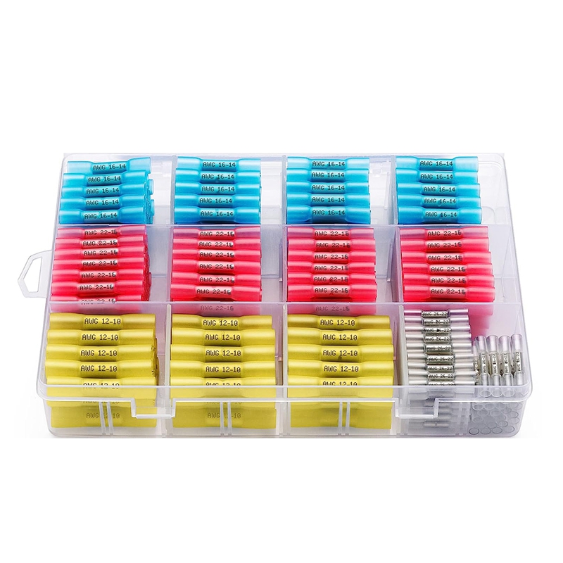 210PCS Heat Shrink Butt Connectors, Marine Grade Electrical Wire Connectors Kit, for Cable,