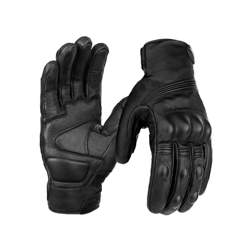 Leather Motorcycle Gloves For Men Women Warm Winter Full Finger Protective Gear Motorbike Motocross Touch Screen Guantes Luvas