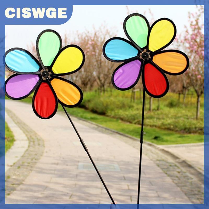 CISWGE Mới đầy màu sắc cầu vồng dazy hoa Spinner gió cối xay gió sân vườn trang trí ngoài trời