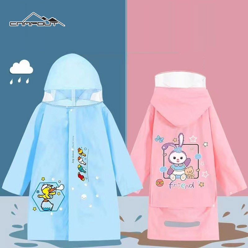 CAMPOUT New children s large school bag poncho thickened long waterproof