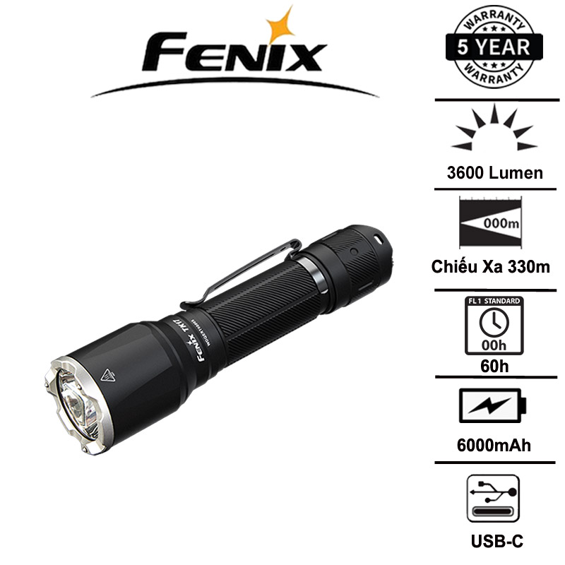 Đèn pin chiến thuật Fenix TK17 –  Sáng 3600Lm Pin 6000mAh USB-C