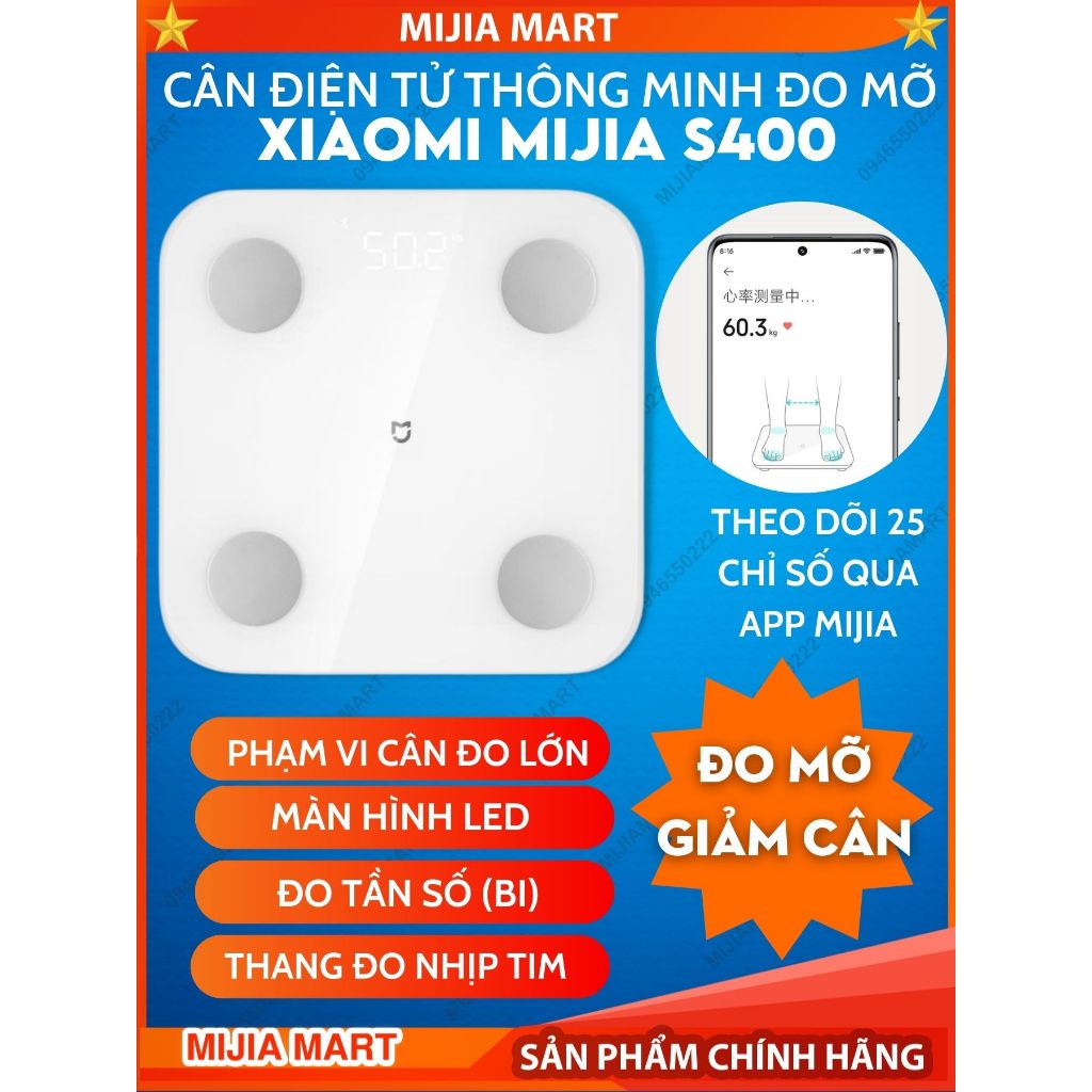 Cân điện tử thông minh đo mỡ, giảm cân Xiaomi Mijia S400