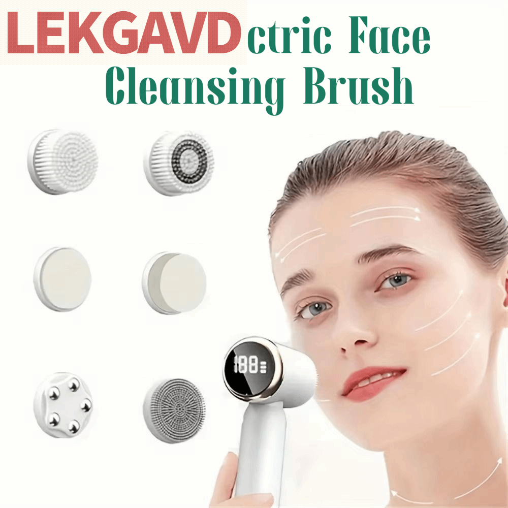 LEKGAVD 6 ใน 1 แปรงทำความสะอาดผิวหน้าไฟฟ้า หมุนได้ 360 องศา ประคบร้อนและเย็น โซนิคทำความสะอาดผิวหน้า ใช้งานง่าย ขัดผิวอย่างอ่อนโยน ผ้าเช็ดหน้า เครื่องนวด นวดหน้า ราคา 1,214 บาท*ส่งฟรี