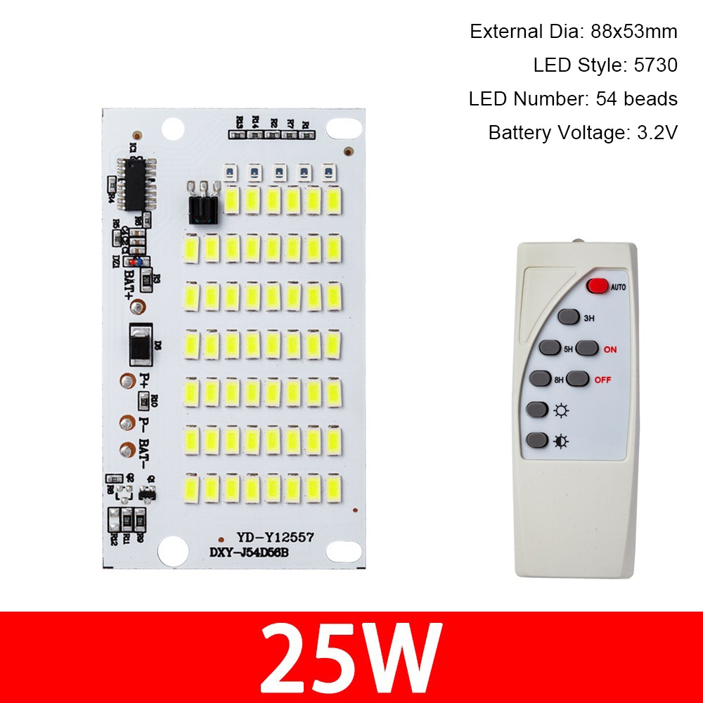 VALUEPULSE 1Pcs แสงสีขาว แผงไฟ LED พลังงานแสงอาทิตย์ เอสเอ็มดี5730 25/40/60/100/250 วัตต์ แผงแหล่งกำเนิดแสง ใหม่ พร้อมรีโมทคอนโทรล ไฟส่องสว่างควบคุมระยะไกล สำหรับโคมไฟสวนกลางแจ้ง
