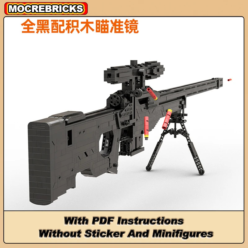 MOC Shootable Game Quân sự Bullets Gun L96A1 AWP Công nghệ Sniper Rifle Fireable khối xây dựng đồ ch