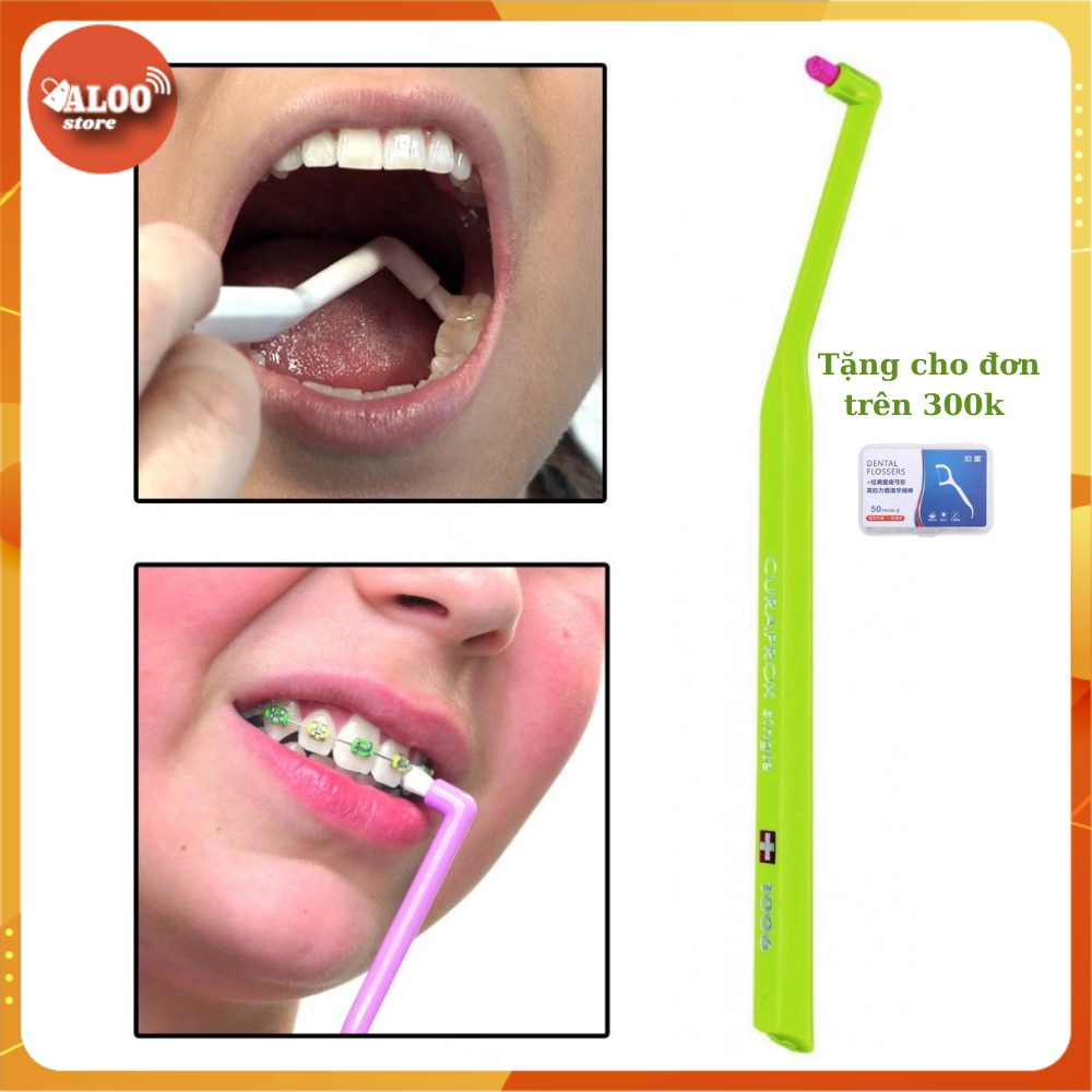 Bàn chải đầu nhỏ Curaprox vệ rinh răng niềng răng giả răng lệch Cs 1006