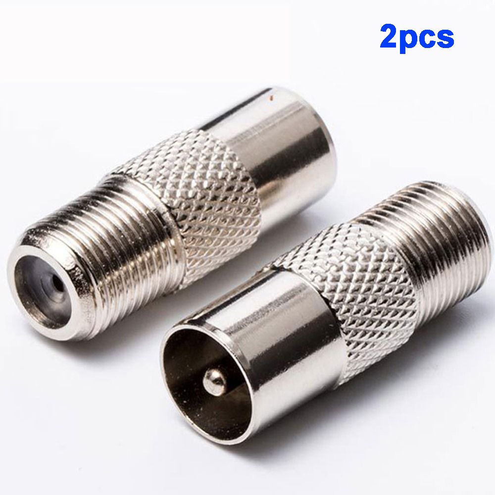 JOSALEM 2 cái PAL RF Coax 9,5mm Cắm ăng-ten Bộ chuyển đổi Bộ chuyển đổi Bộ chuyển đổi Tư nối F Đến RF nam