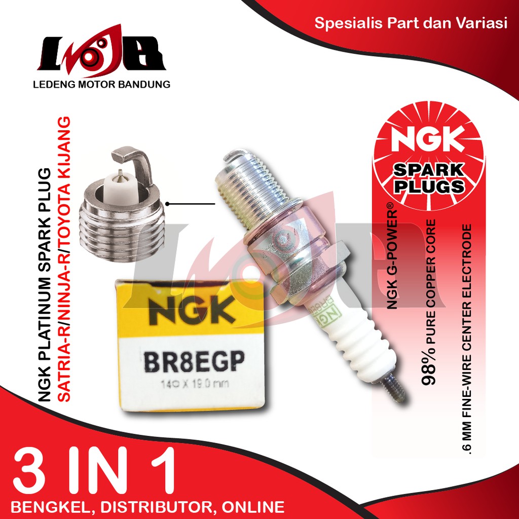 BR8EGP Busi NGK G-power Motor 2 tax Satria R Ninja R 2T Mobil Toyota Kijang Harga 54,999 rupiah*Gratis Ongkir