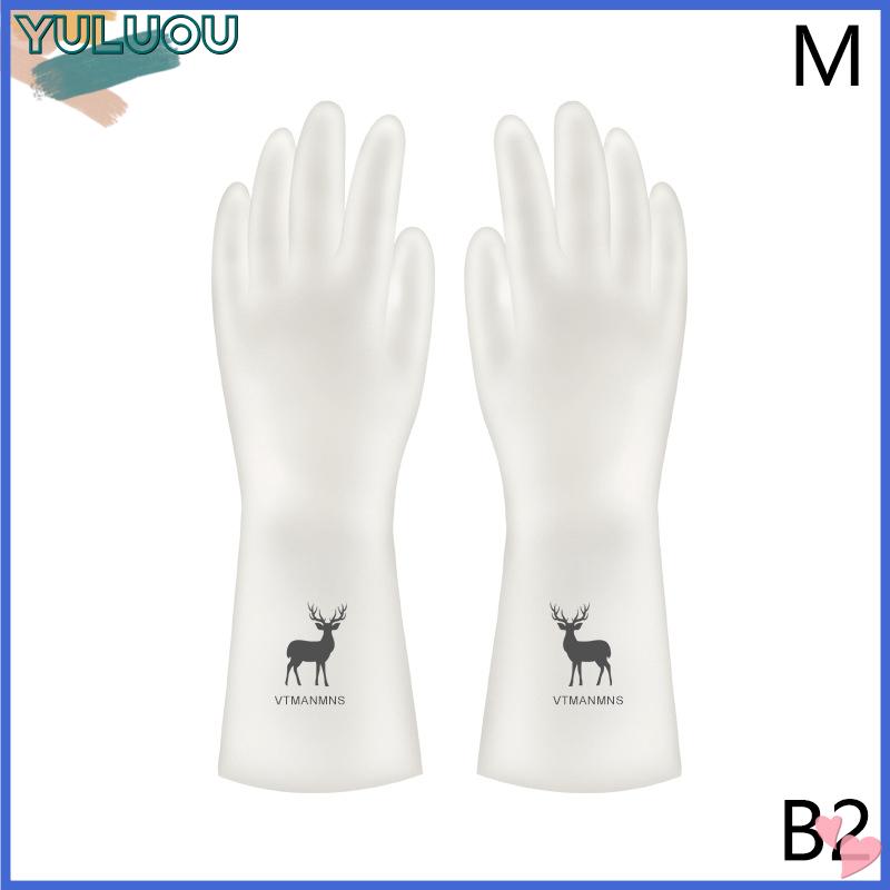 [YuLu Store ] 🔥🔥 Phong cách đơn giản hộ gia đình rửa chén găng tay phụ nữ giặt quần áo không thấm nước Găng tay cao su mỏng hộ gia đình bàn chải bát găng tay cao su - 5