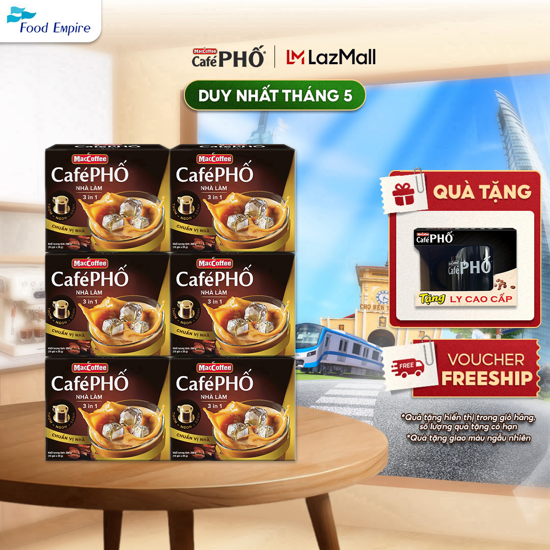 Combo 6 hộp Cà phê Phố Nhà làm - MacCoffee (hộp 10 gói x 28g)