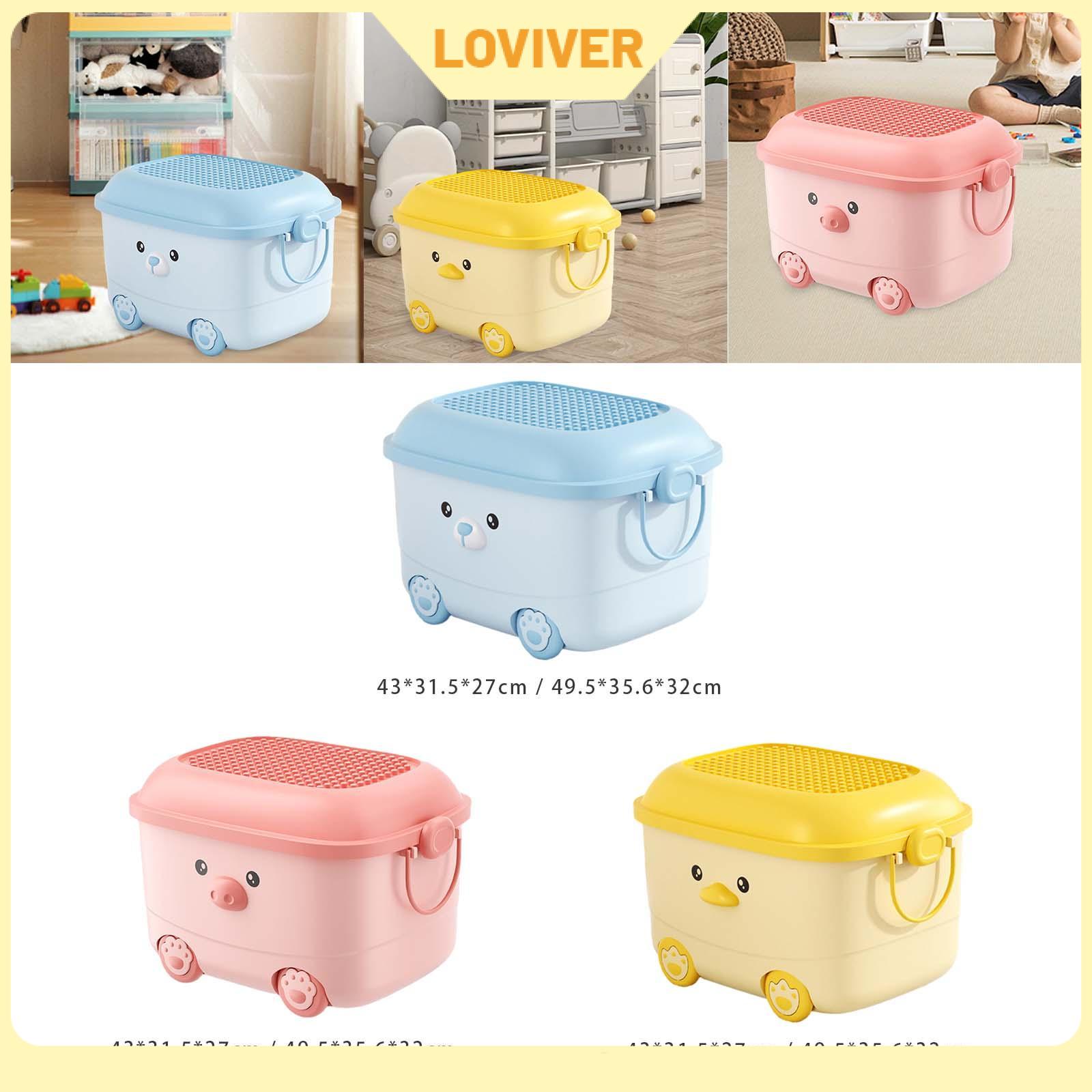 Toy Storage Box with Wheels Lidded Storage Bins Cute ราคา 1,773 บาท*ส่งฟรี