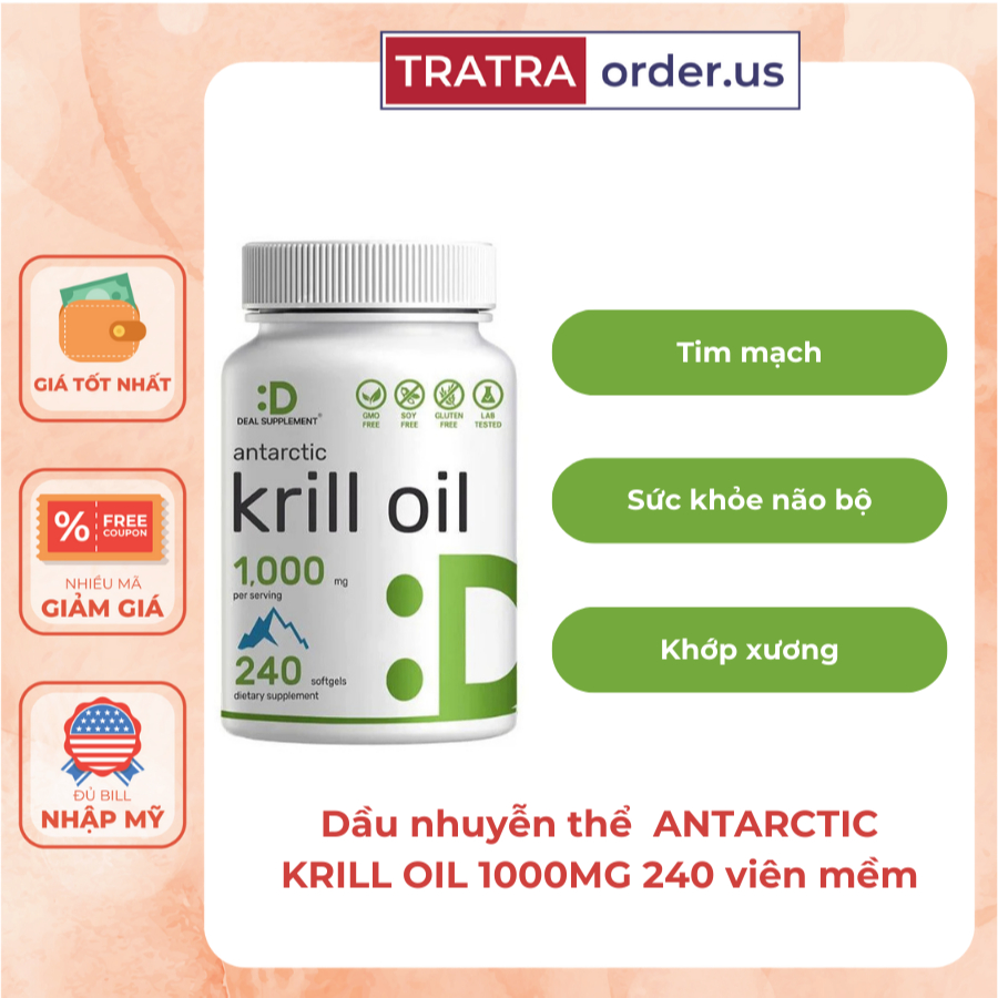 Dầu nhuyễn thể ANTARCTIC KRILL OIL 1000MG 240 viên mềm