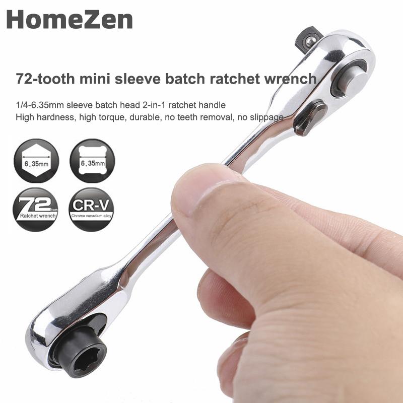  HomeZen Mini Đôi Đầu Ratchet Cờ Lê 1 4 Inch Ổ Cắm Ổ Cắm Tuốc Nơ Vít Bit Điều Khiển Nhanh Chóng Phát Hành Ratchet Cờ Lê Dụng Cụ Tay 